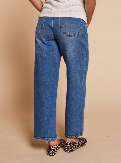 Wide Leg Jeans with Seamless Belly Band - Maternity