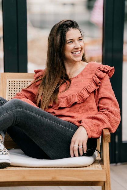 Terracotta Blouse - Maternity & Nursing