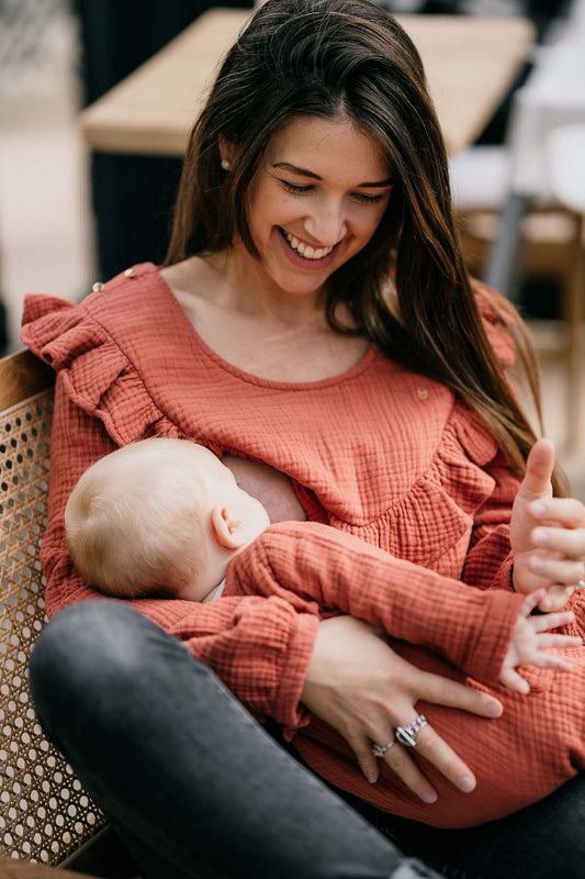 Terracotta Blouse - Maternity & Nursing